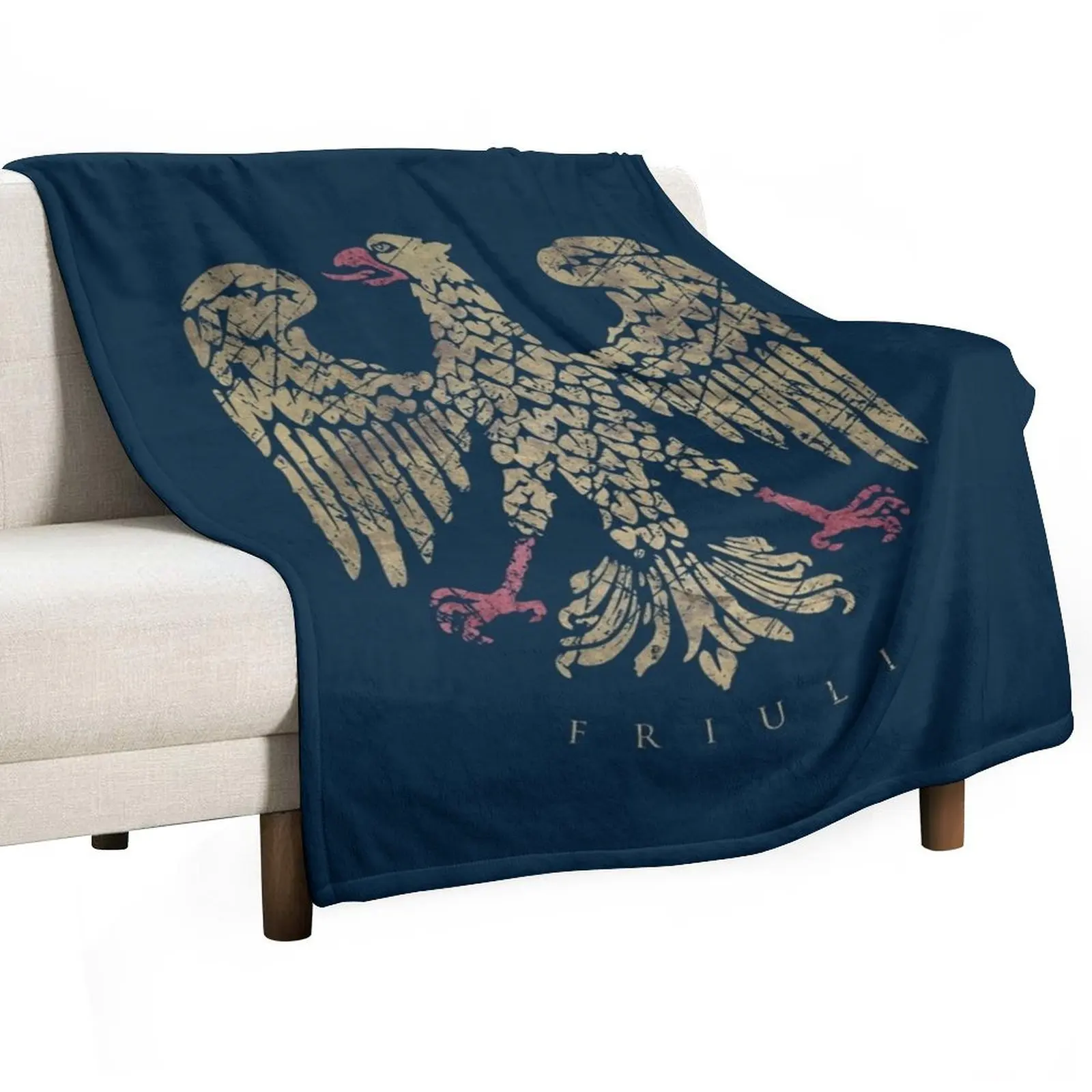 Friuli Emblem - Vintage Gold Throw Blanket Large Decoratives Summer Soft Flannel Fabric Luxury Designer Blankets