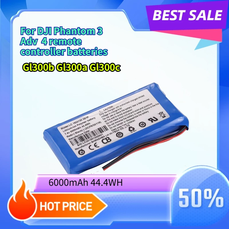 

6000mAh 44.4WH LC1650120 2S1P For DJI Phantom 3 Adv, Phantom 4, Phantom 3 remote controller batteries GL300B, GL300A, GL300C