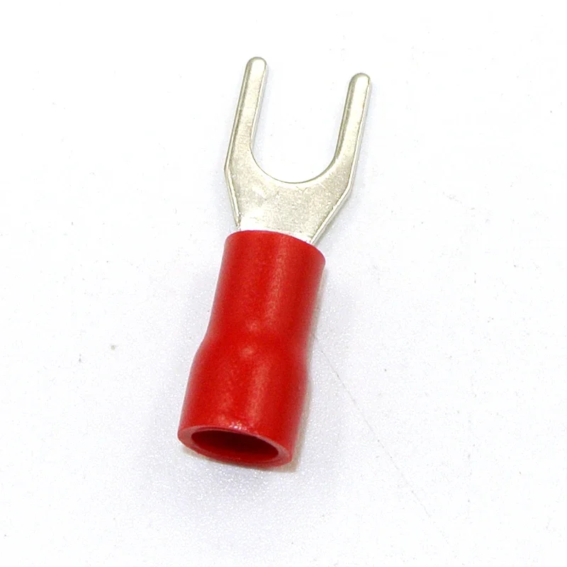 50Pcs SV Type Wire Spring Terminal SV1.25 SV2 Fork U Y  PVC Insulate Ferrules Block Spade Cold Press Cable End Crimp Connector