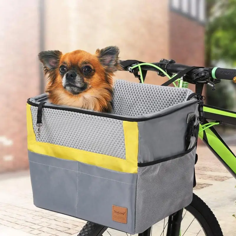 Dog Bicycle Basket Waterproof Breathable Dog Carrier Multipurpose Pet Basket With Multi-Pocket Wear-Resistant Dog Carrier For