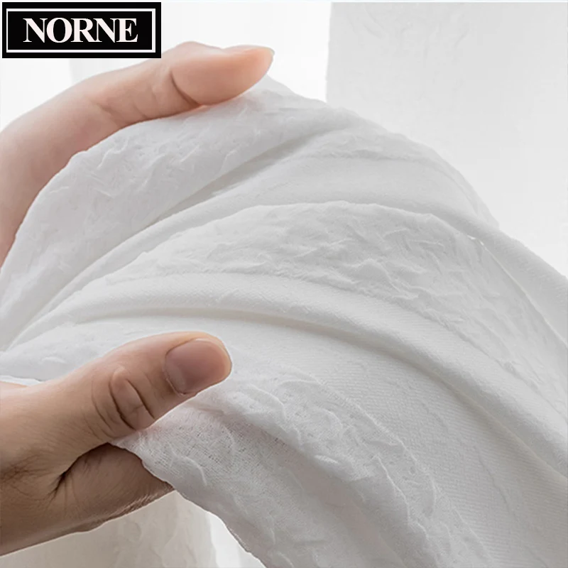 Custom Size NORNE White Sheer Curtains for Living Room Light Filtering Drapes Privacy Window Tulle Curtain for Bedroom