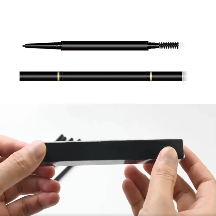 6 Colors Double-head Fine Eyebrow Pencil Long Lasting Easy To Wear Waterproof Eyebrow Pen with Brow Brush Cosmetics