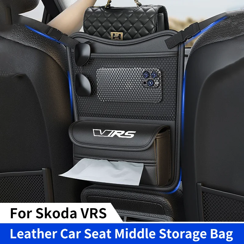 Car Seat Middle Hanger Storage Bag for Skoda VRS Emblem Mk3 Octavia Kamiq Kodiaq Karoq RS Auto Hanging Organizer Handbag Holder