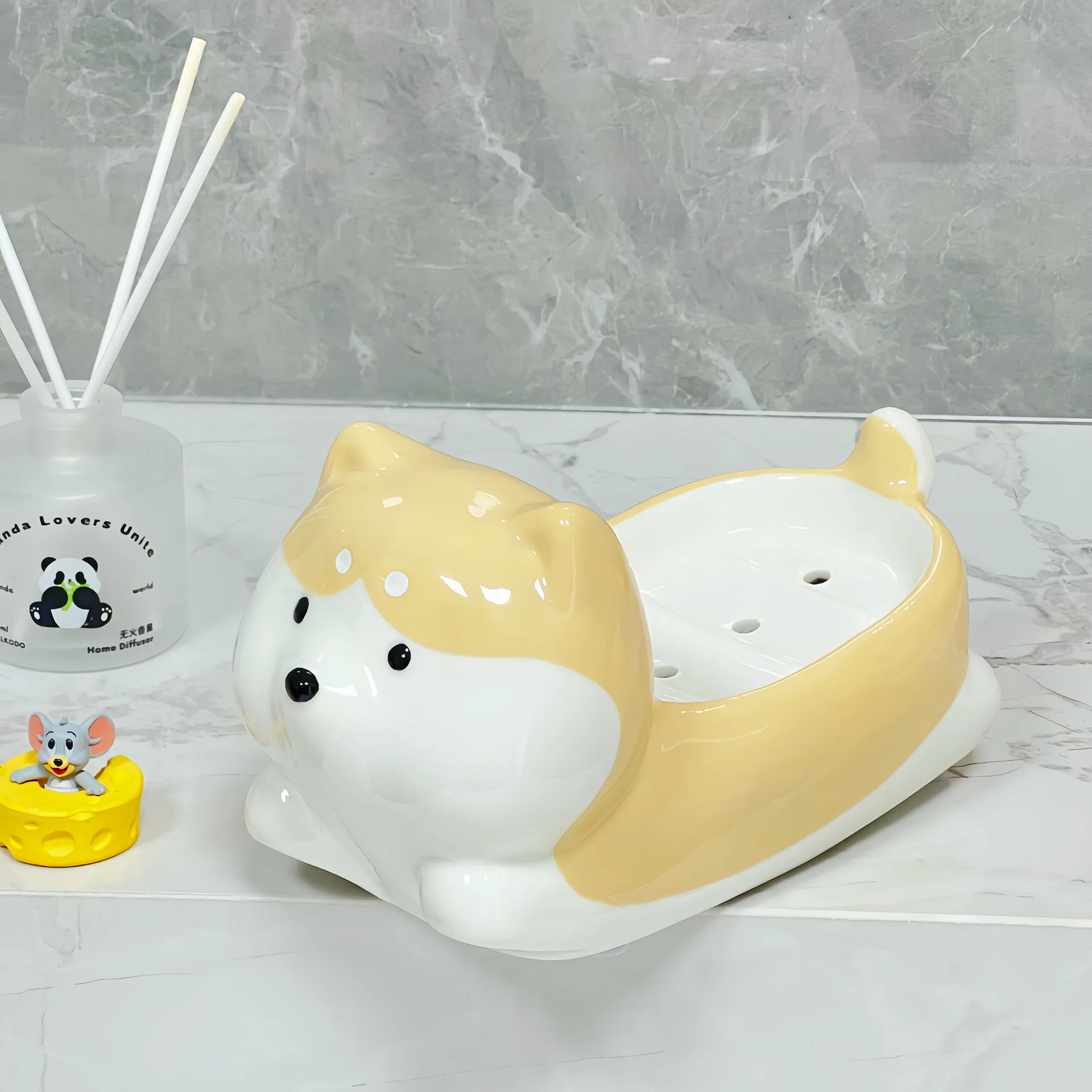 

Коробка для мыла Shiba Inu, сливная полка для хранения мыла, милая и креативная домашняя полка для хранения туалета без воды, аксессуары для ванной комнаты