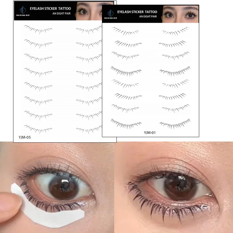 Autocollants de faux cils inférieurs imperméables, patch de tatouage temporaire, extension de cils naturels réalistes, maquillage