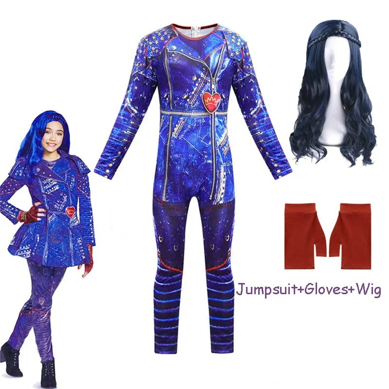 Descendants 3 Audrey Costume Girl Fantasia Halloween Costume For Kids Fancy Party Women Jumpsuit Evie Mal Cosplay Costume