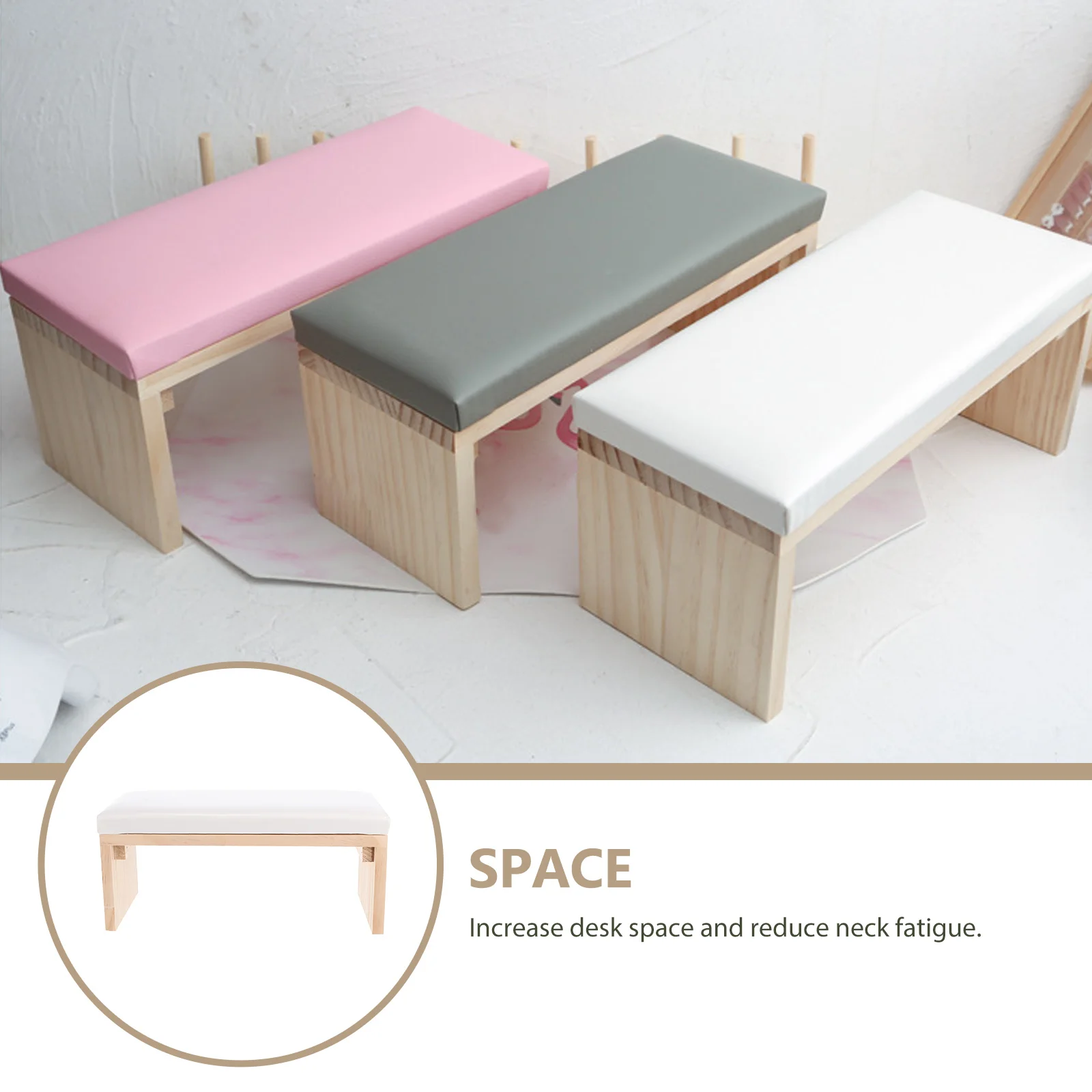 

1pc Wrist Pillow Nail Arm Rest Hand Pillow Tool Cushion Bracket White Wooden Adjustable Height Desk