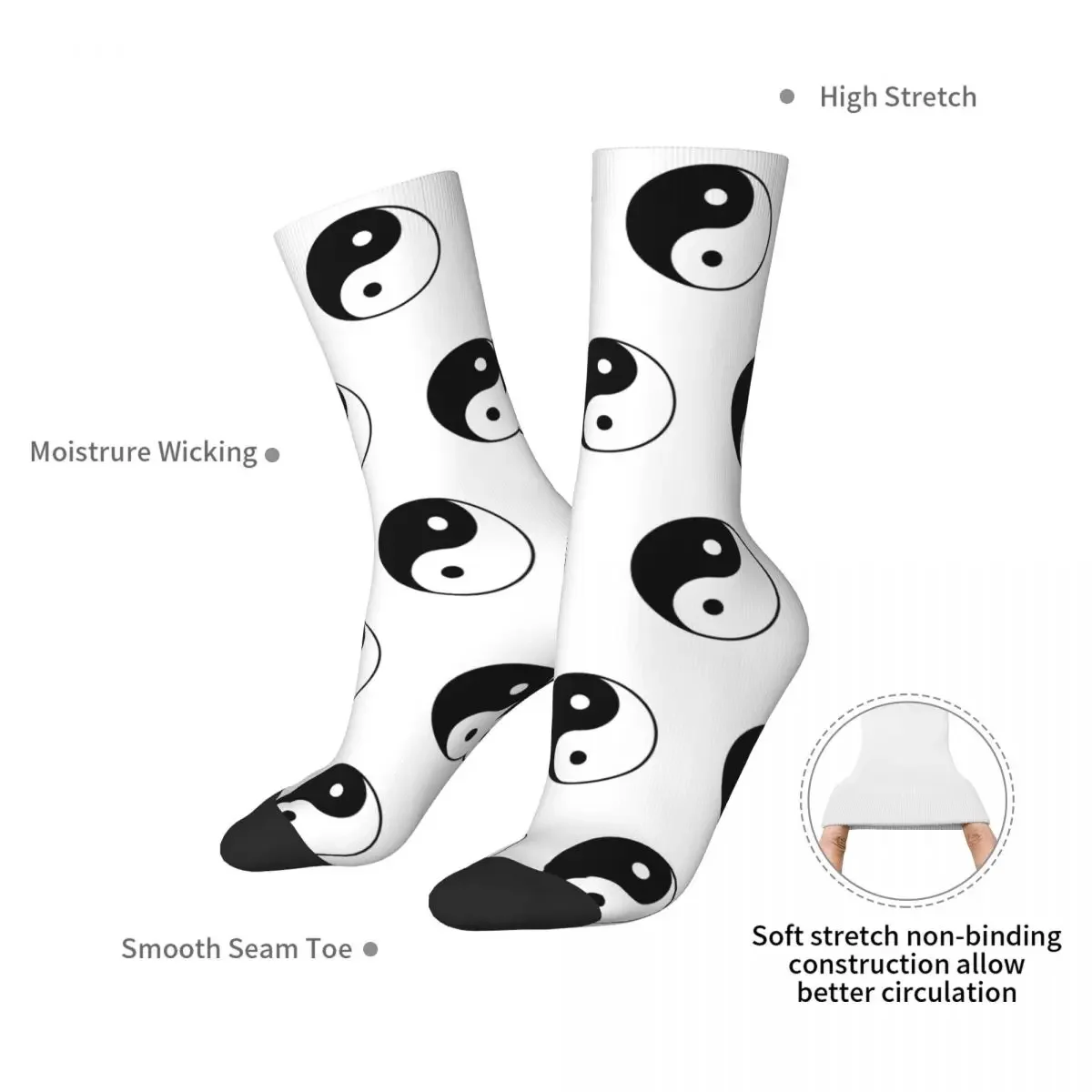 Calcetines asiáticos con símbolo Yin Yang, medias Harajuku de alta calidad, calcetines largos para todas las estaciones, accesorios para regalo de cumpleaños Unisex