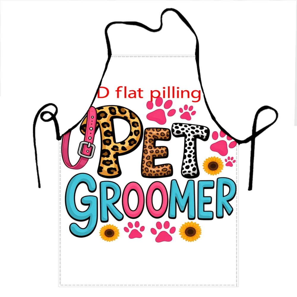 Pet Groomer Apron With Leopard Print And Paw Prints Design For Dog And Cat Care Professionals