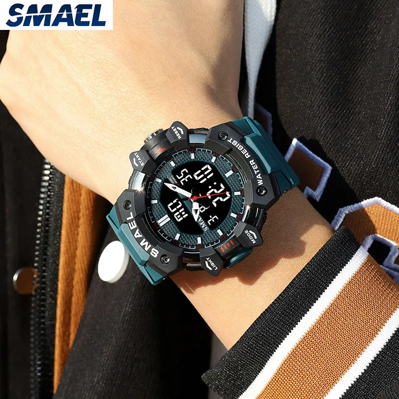 Professional Military Watch SMAEL Waterproof Man Sports Watch Chronograph Stopwatch EL Backlight Quartz Wrist Watch For Men 8080