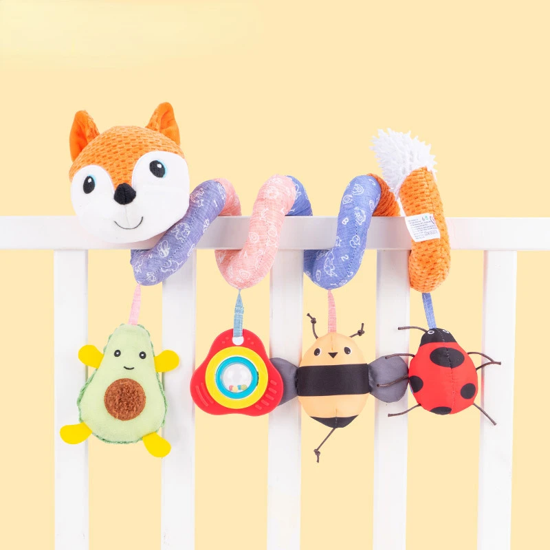 Baby Doll Music Pendant Soothing Baby Wind Chime Bed Wrapping Baby Cart Plush Pendant Car Cartoon Fox Hanging Bed Hanging Toy