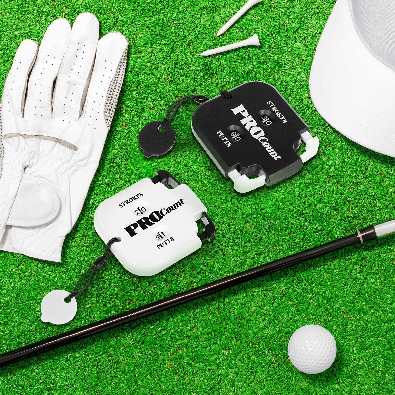 

4pcs Golf Scoring Counter Handheld Portable Golfs Stroke Counters Mini Score Keeper Black White Shell Buttons Lightweight