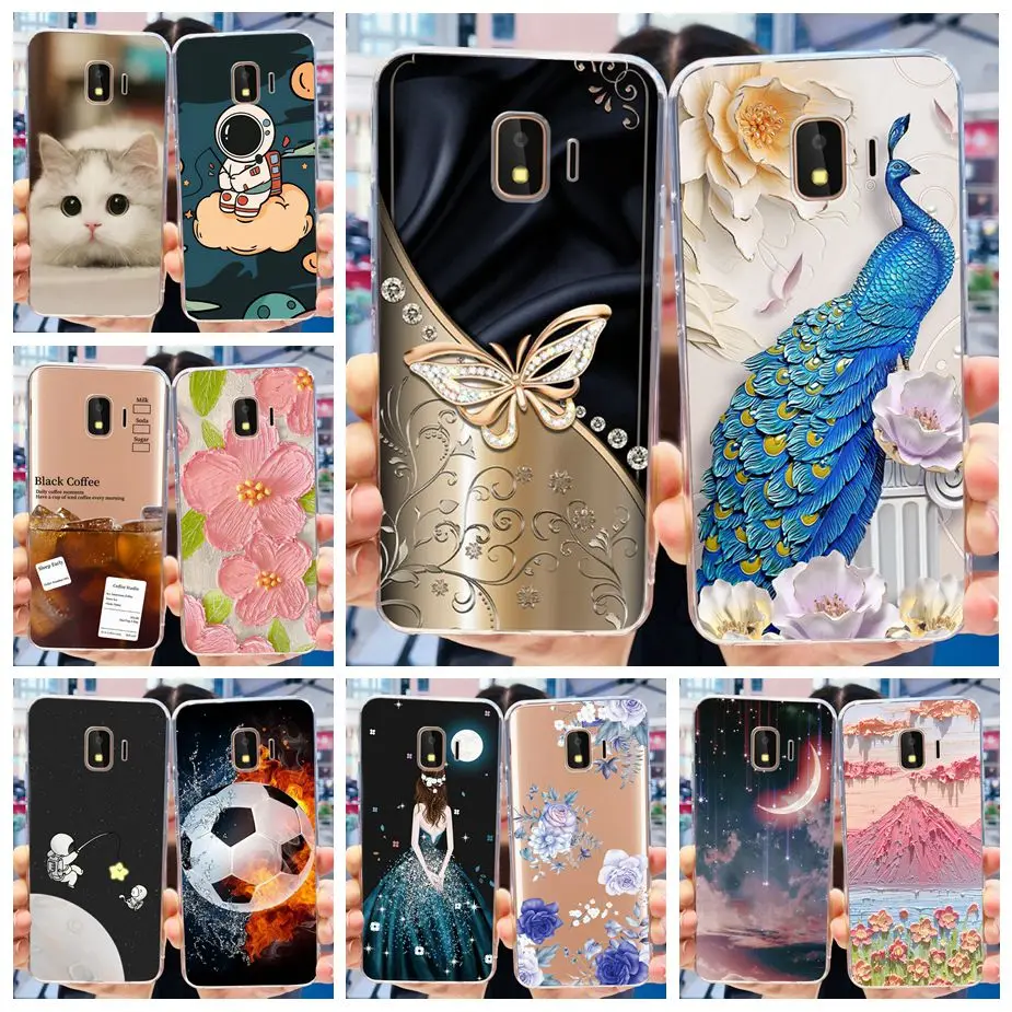 Dla Samsung Galaxy J2 rdzeń 2018 SM-J260F luksusowe malowane etui przezroczyste silikonowe etui do Samsung J2 Core J2Core 2020 miękkie torby
