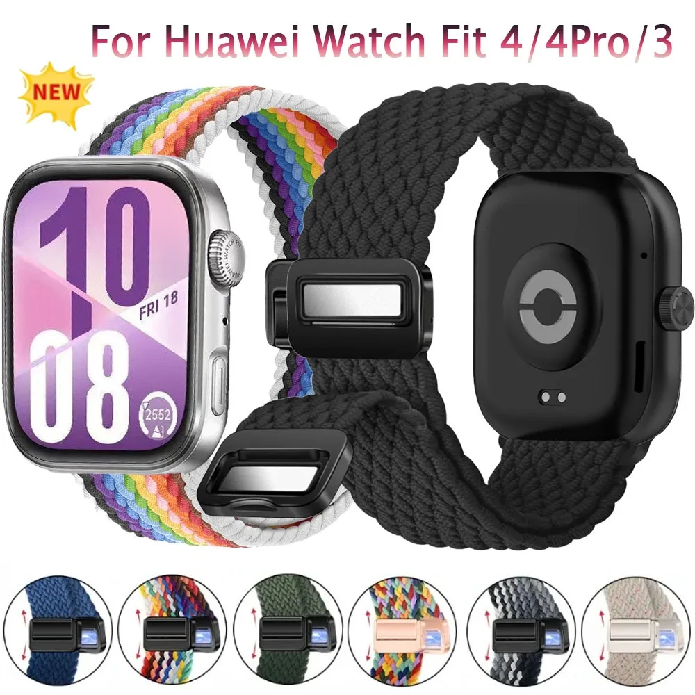 Geflochtenes Nylonarmband für Huawei Watch Fit 3 4, magnetisch verstellbares, atmungsaktives Band für Huawei Watch Fit 4 Pro Armbandzubehör