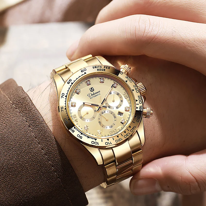 Stainless Steel Business Small Seconds Luminous Waterproof Self-Wind Automatic Mechanical Watch for Men