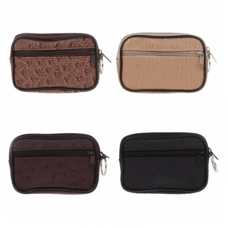 Men And Women's Mini Wallet Coin Purse Car Key Card Bag Unisex Pu With Ostrich Pattern Lock Key Bag