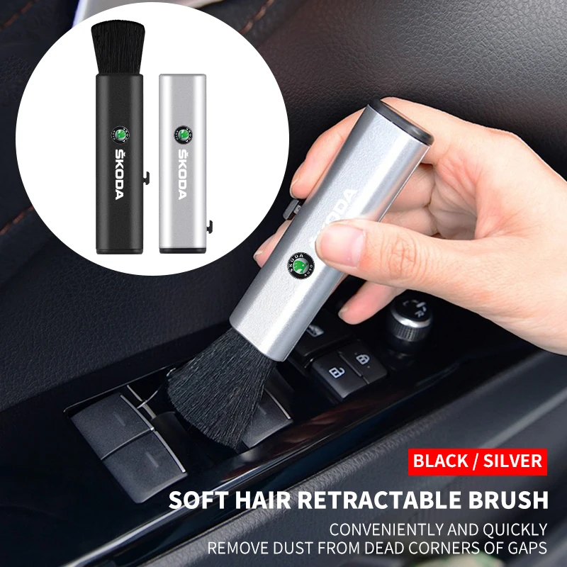 ทําความสะอาดรถยนต์ Retractable แปรง Air Vent ปัดฝุ่นเครื่องมือสําหรับ Skoda Octavia Fabia Kamiq Kapoq KODIAQ Rapid SCALA Superb อุปกรณ์เสริม