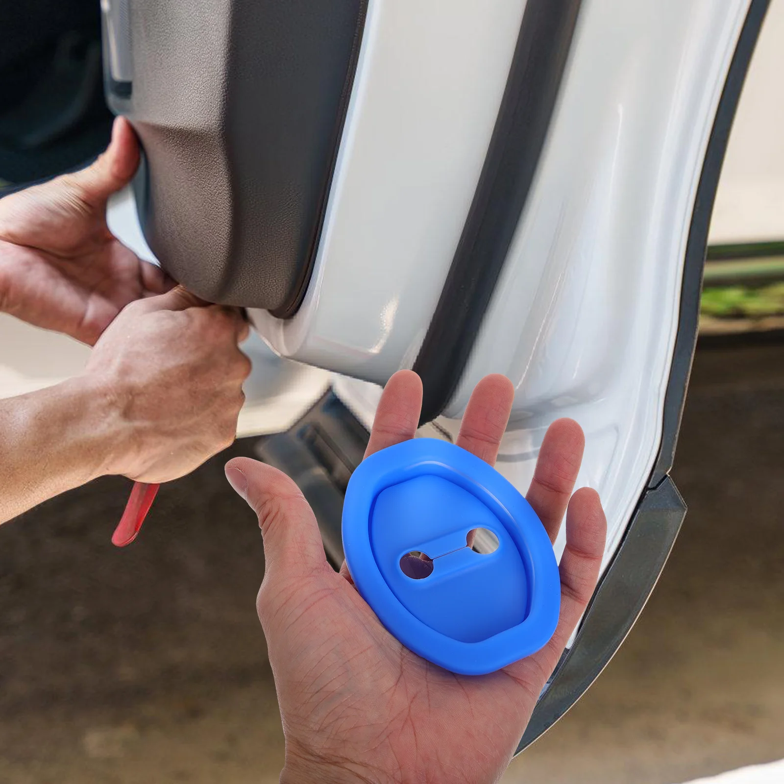 

4Pcs Universal Car Door Lock Protective Silicone Covers Thickened Shock Absorption Noise Reduction Buffer Pads Door Latch Guard