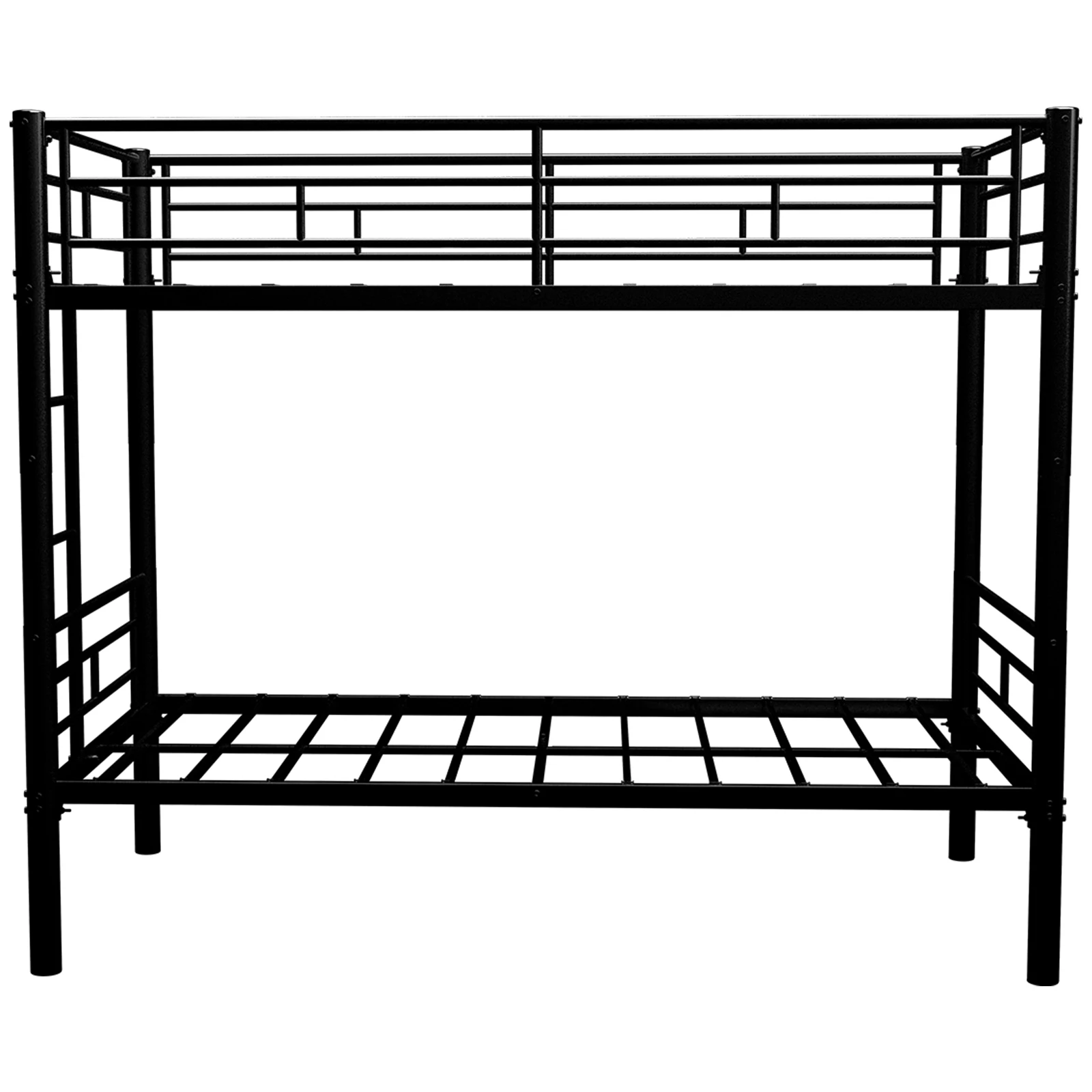 Twin Over Twin Metal Bunk Bed, Heavy Duty Iron Frame, Convertible to 2 Beds, Black for Kids Teens & Dorms
