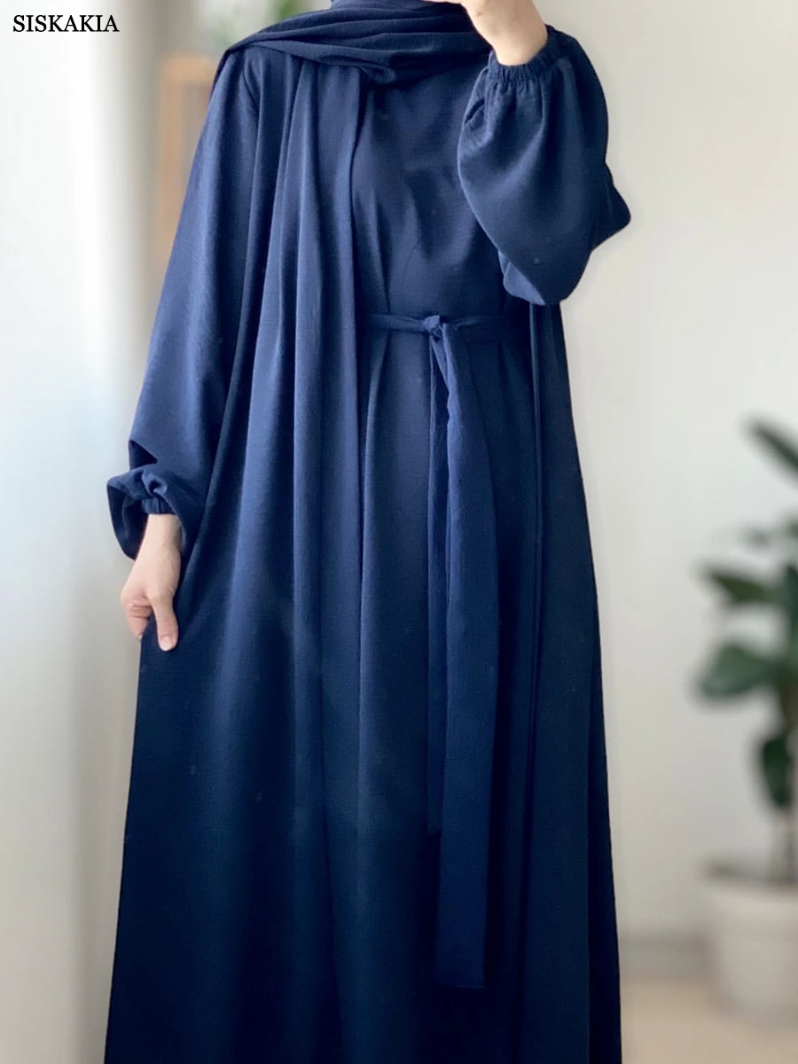 Siskakia ramadánu eid muslimové nastaví bez rukávů pod šaty s páskem otevřený kimono etnický diskrétní ležérní šaty marocké saúdská kaftan