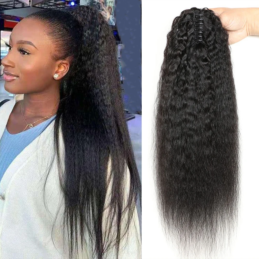 

Кудрявый прямой зажим для когтей, хвостик, наращивание человеческих волос, пушистый зажим для хвоста, 8-26 дюймов, 100 г, легкая одежда для девочек