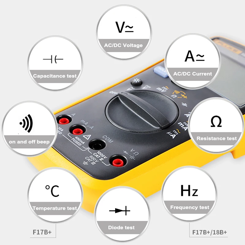 Original Fluke 15B+,Fluke 17B+, Fluke 18B+, Fluke 12E+ Auto Digital Range Multimeter DMM AC/DC/Diode/R/C Voltage Current Tester