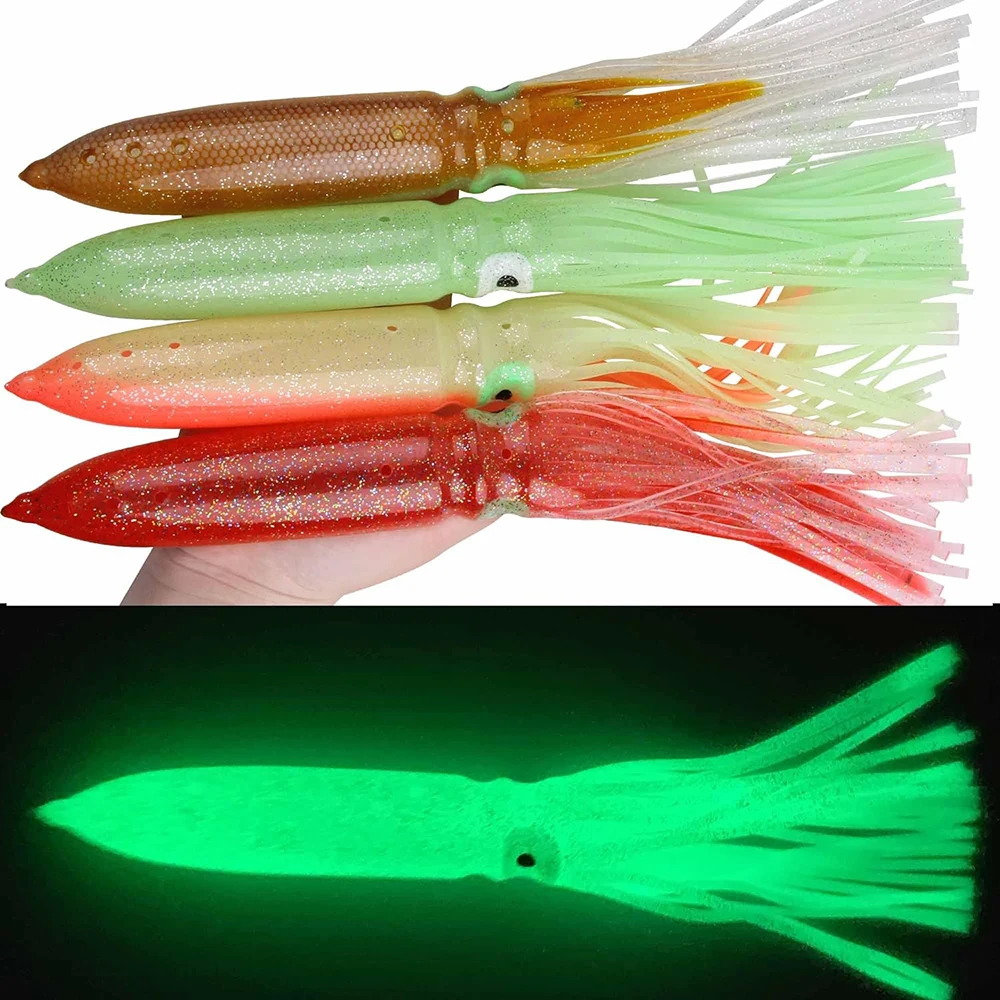 20Pcs 30cm  lure octopus skirts trolling Fishing lures Luminous big squid lure skirts Saltwater big game Tuna Shark fishing bait