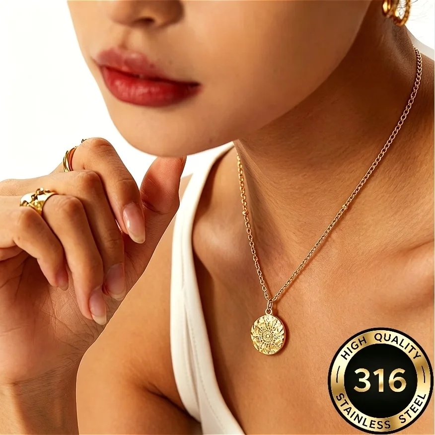 Birth Flower Necklace - Collier pendentif étoile porte-bonheur rond en