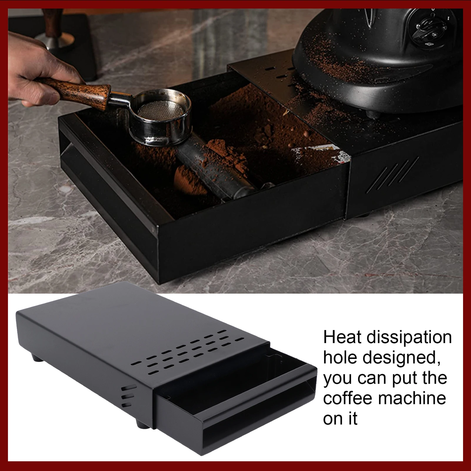 

Coffee Residue Powder Box Non Slip Stainless Steel Coffee Knock Box Detachable Drawer Heavy Duty for Household