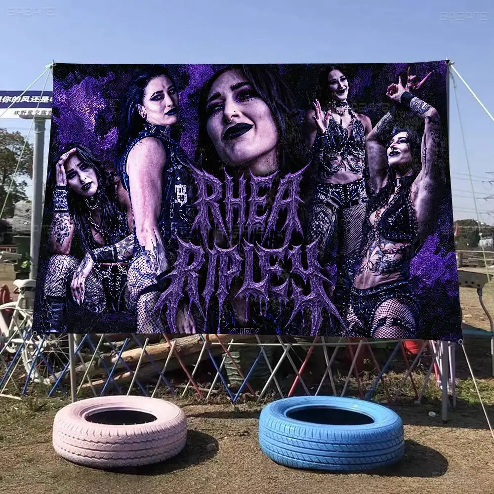 R-Rhea Ripley Wrestler High End Quality Banner Printing Artistic Atmosphere Style Camping Flag