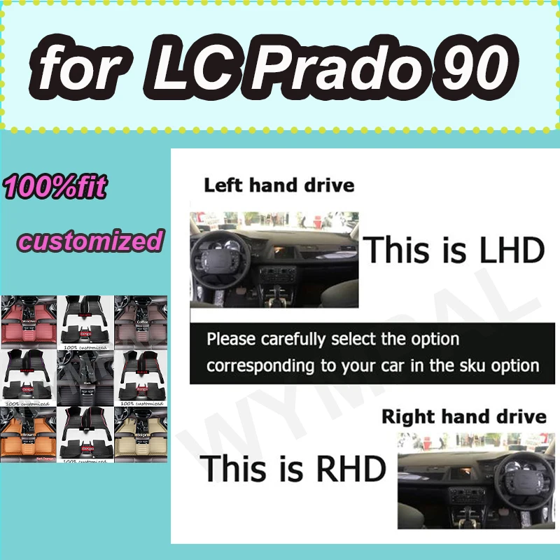 

LUXURY Car Floor Mats For LC Prado 90 1996 1997 1998 1999 2000 2001 Auto Luxury Leather