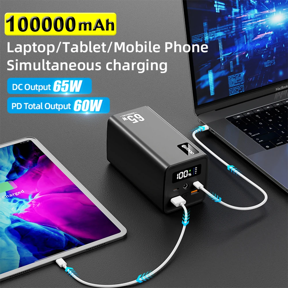 

PSOOO Dc Laptops Powerbank 65w Router Super Fast Charging Portable External Battery Phone100000mah Power Bank For iphone xiaomi