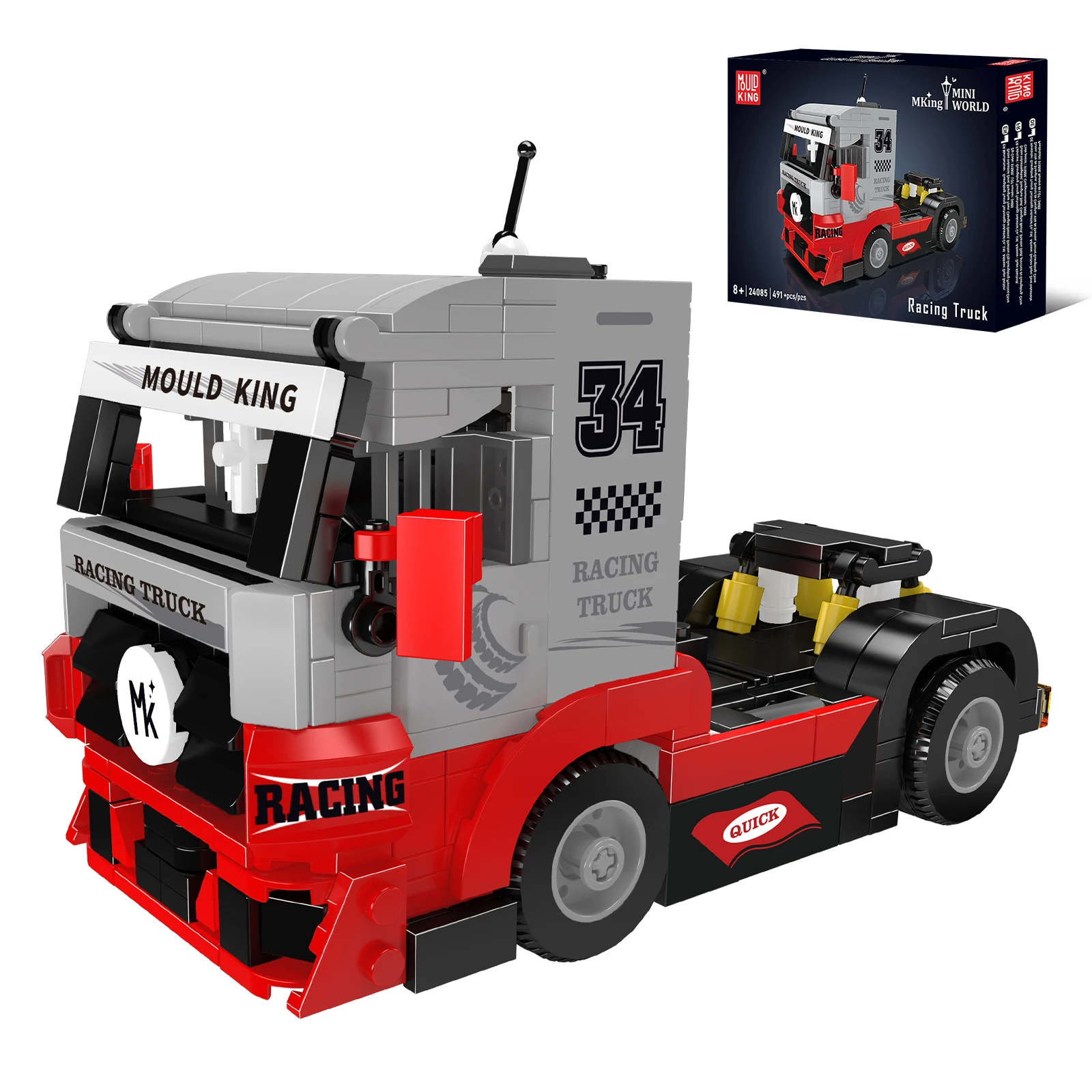 

Mold King 24085, мини-гоночный грузовик, набор строительных блоков, игрушка для сборки своими руками для детей