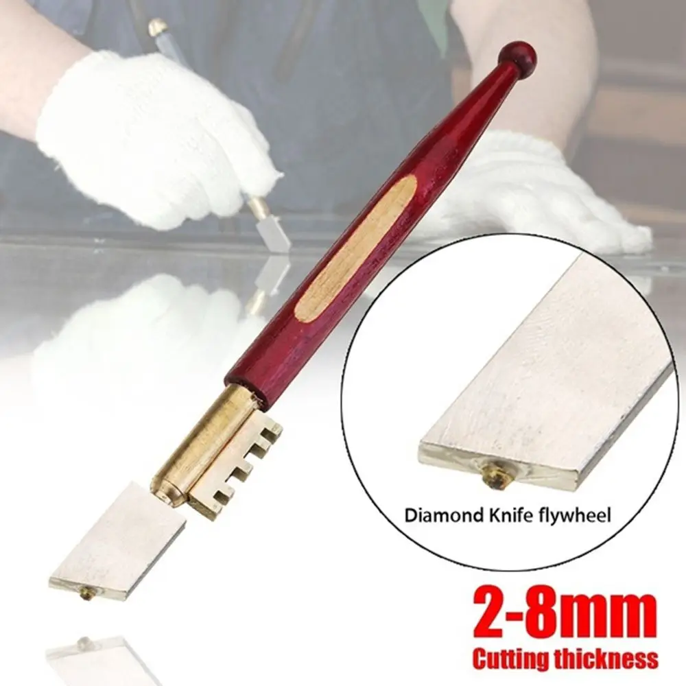 1 Pc Steel Diamond Cutter With Wooden Handle Durable Sharp Glass Marble Cutting Tools Outdoor Construction Accessories