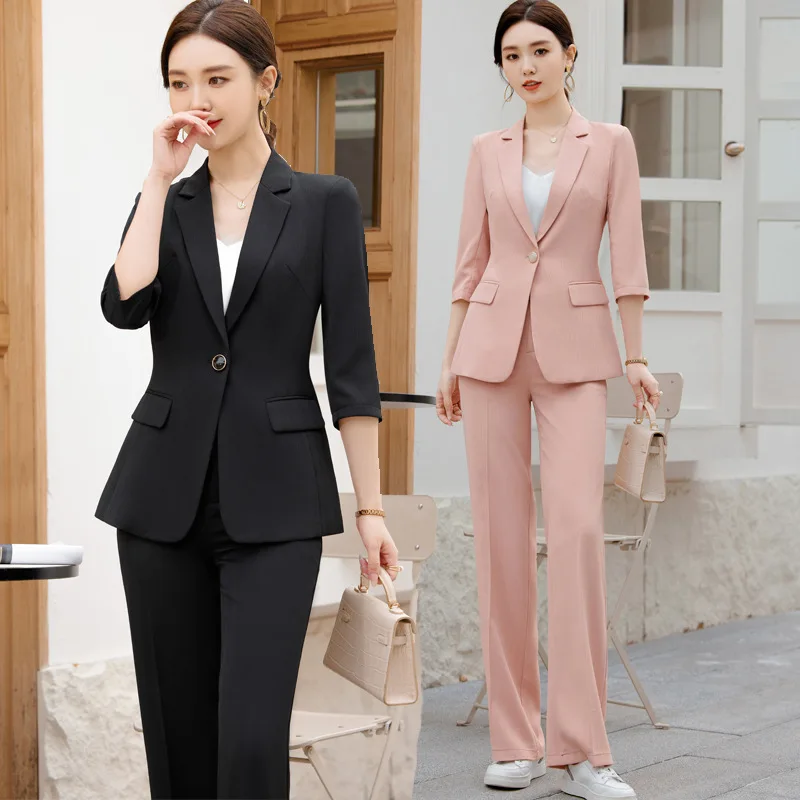 Small Suit Jacket Women's Small Suit2024Spring and Summer New Temperament Professional Casual 3/4 Sleeve Suit