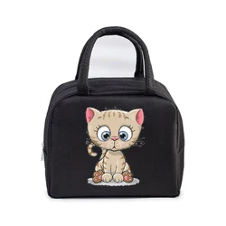 Lunch Bag School Student Love Thermal Food Essential Bag Fashion Cartoon Cats Women Picnic Travel Tote Bags School Lunch Bags