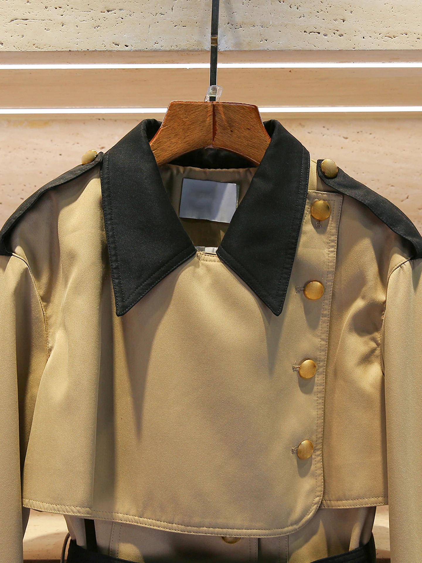 الراقية الخريف الشتاء بريتي Sle سترة واقية معطف مع حزام الوقوف طوق ركاب فضفاضة تناسب طويلة Sve منتصف طول #3