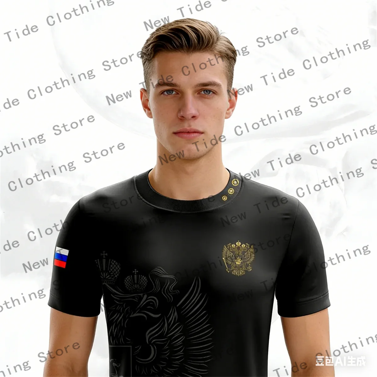 

Мужская футболка с русским принтом, модная футболка с короткими рукавами и этническим логотипом, повседневная футболка с круглым вырезом
