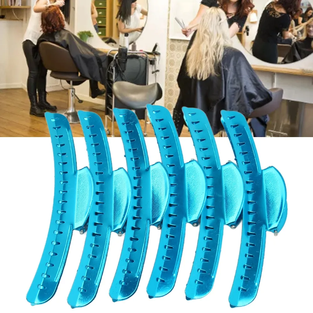6PCS Metal Clamp Hair Section Clips Aluminum Tip Strong Hold Claw Hair Clips Non-Slip Grip Lightweight Design Finger Wave Clips