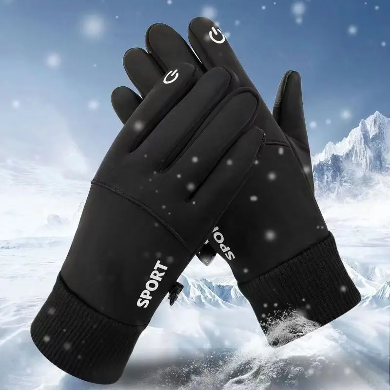 AOFIT Winter Cycling Gloves Full Finger Bicycle Warm Fleece Cold Glove Waterproof Outdoor Ski Motorcycle Riding Bike Gloves