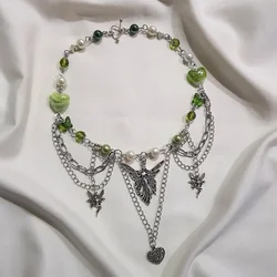 beautiful fairy pearl heart  necklace Fairycore Goblincore Cottagecore Handmade y2k necklace Gift Present  Fairy Magic