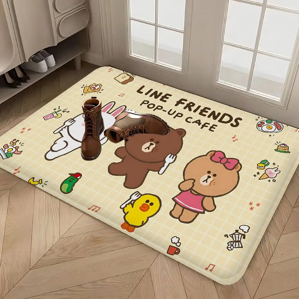 Anime L-LINE F-FRIENDS Door Mat Washable Non-Slip Living Room Sofa Chairs Area Mat Kitchen Doormat Area Rug