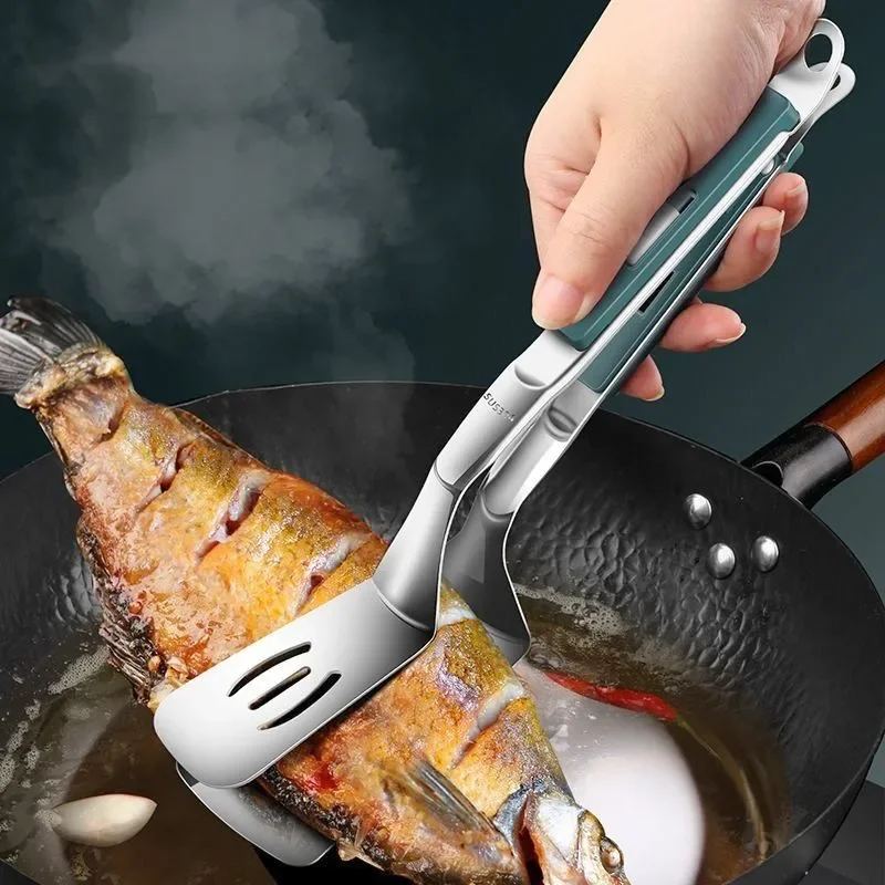 Kitchen Gadgets Adjustable BBQ Tongs Stainless Steel Locking Cooking Tongs with Silicone Tips Non-Slip Food Tongs for kitchen