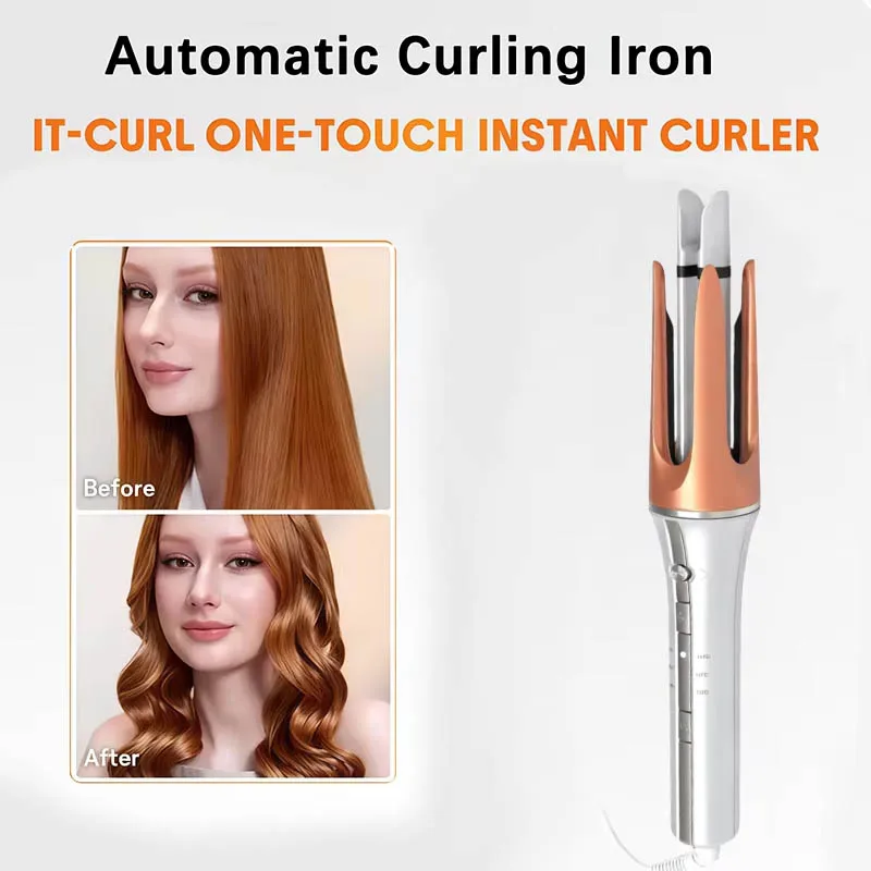 Auto Rotating Hair Curler 3 grades temperature Ceramic Fast Heat Constant Temperature Styling Hair Curler 33mm Wave Curling Iron