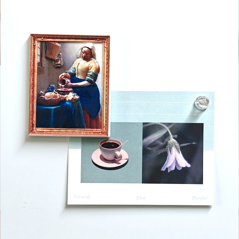 Museum Art Fridge Magnets 3D Resin Relief Famous Oil Painting The Milkmaid  Vermeer Classic Masterpiece Souvenir Home Office