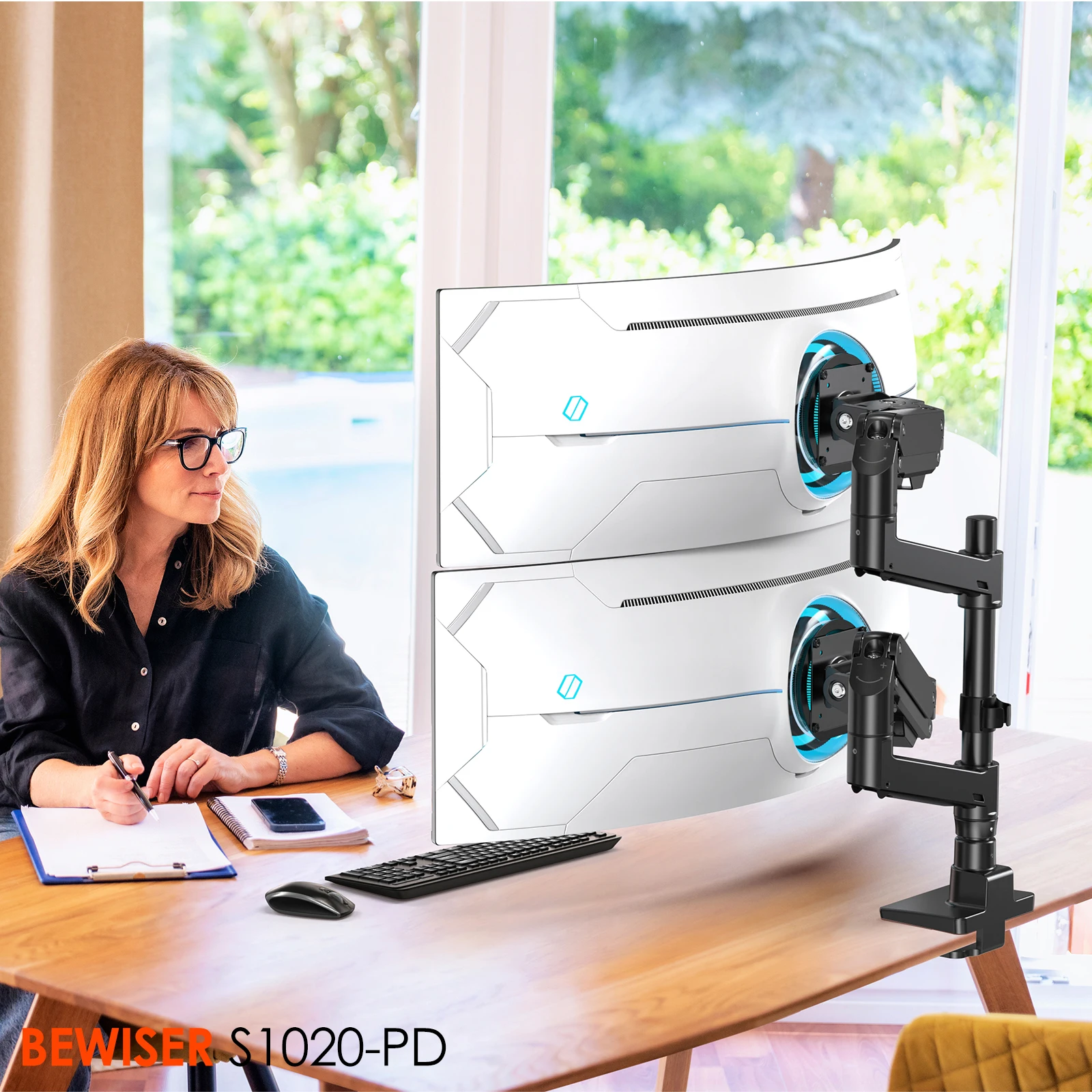 New DUAL Heavy-Duty Ga s Spring Gaming Monitor Mount Stand Monitor Arm Big Size for 34-57