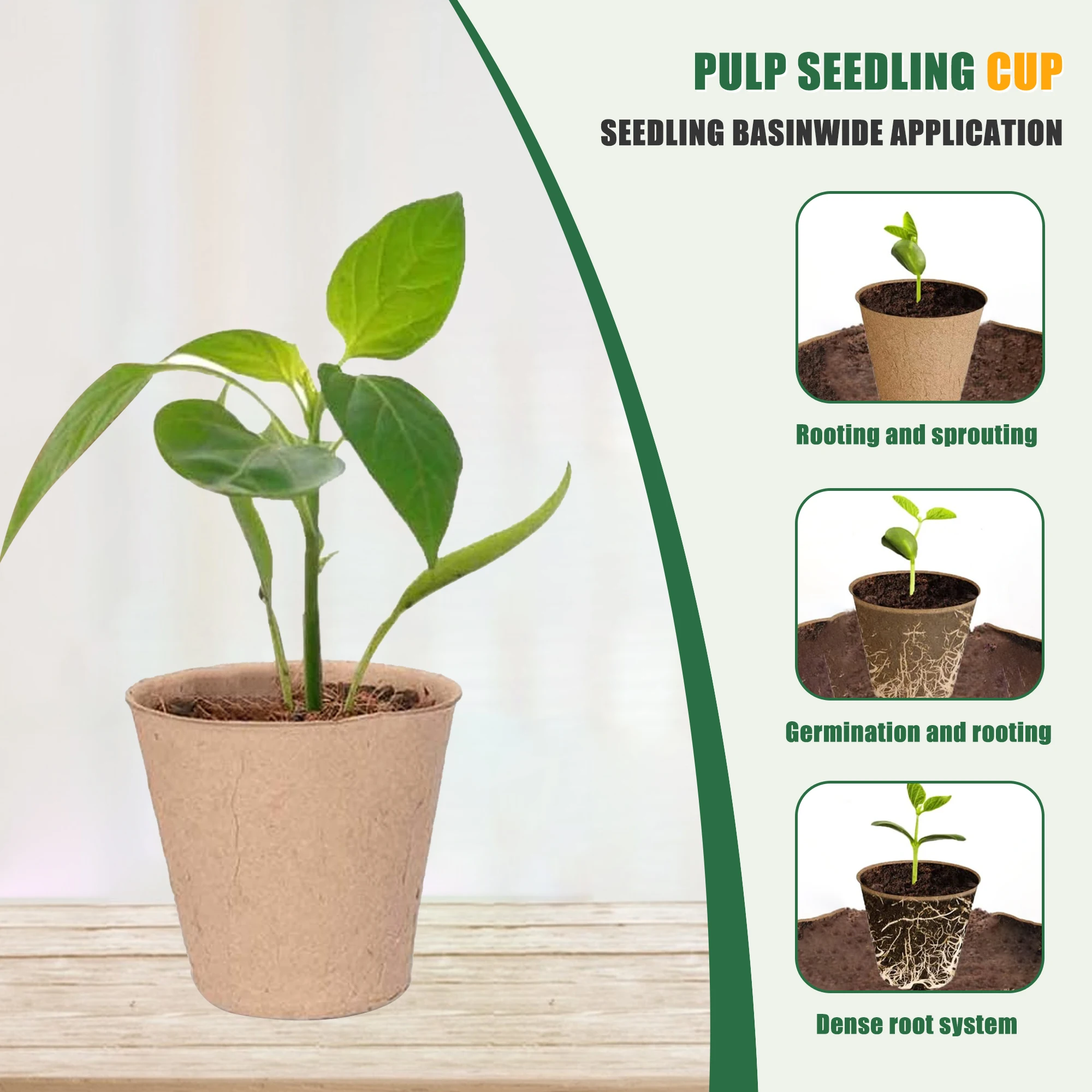 Pots biodégradables, 100 pots de semis de plantes de 8 CM, avec 100 étiquettes de plantes + 2 outils de transplantation, pour plantes et fleurs