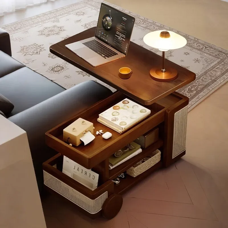 

Solid wood mobile sofa side cabinet, liftable side, living room home sofa side