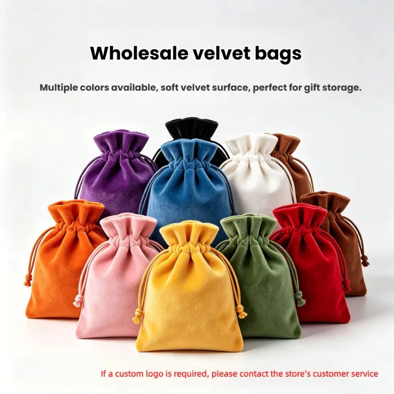 Storage Bags Velvet Drawstring Bags Soft Flocked Pouches for Jewelry Cosmetic Gift Packaging Multi Color Home Storage Organizer