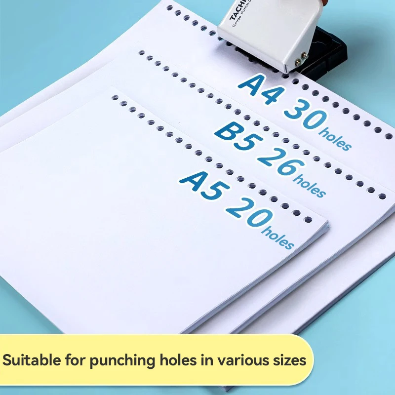 Mini 6-Hole Punching Machine with Binder Ring DIY Book Page Paper Binding Punch Loose Leaf Paper Hole Puncher Office Stationery